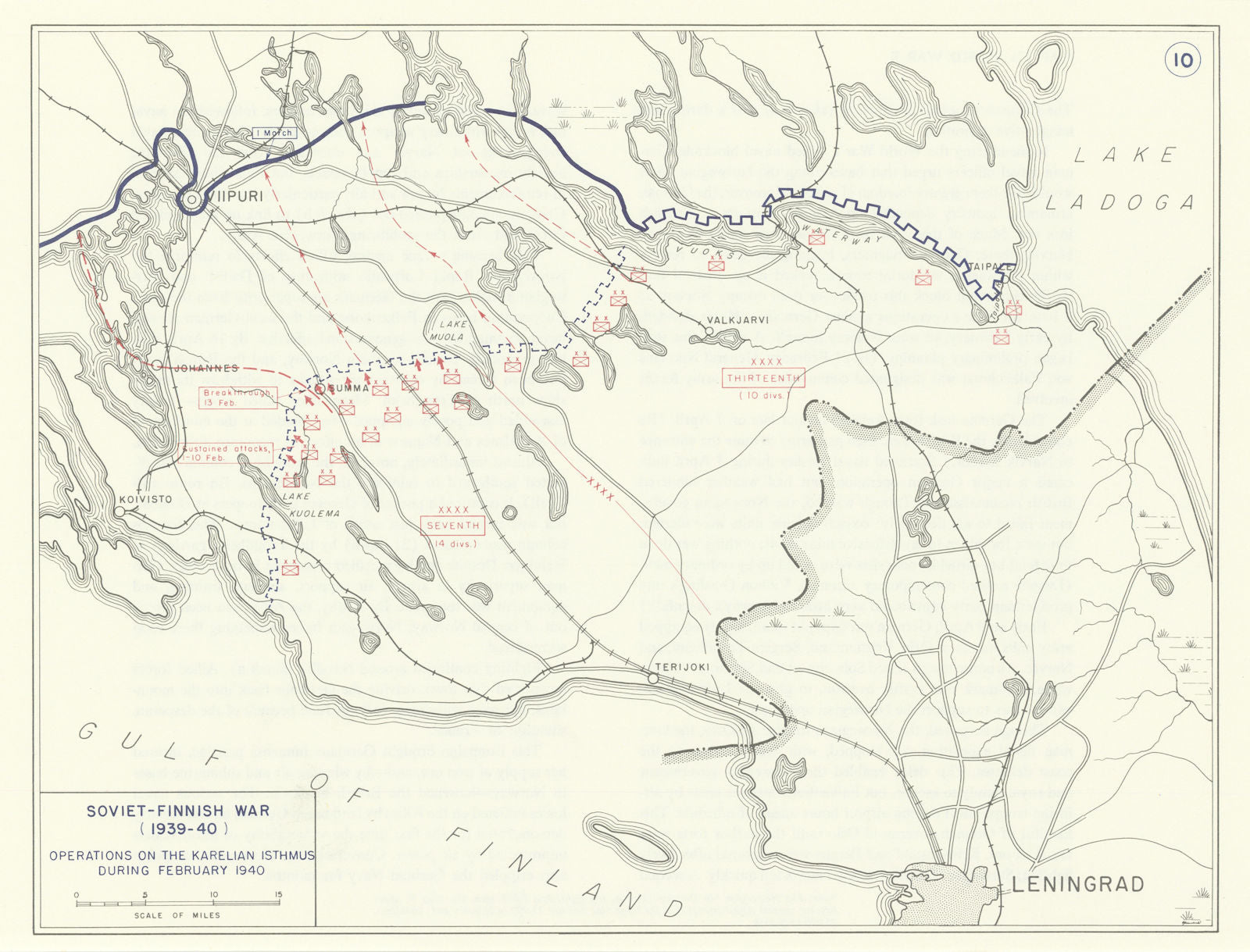 World War 2. Soviet-Finnish Winter War Feb 1940 Ops Karelian Isthmus 1959 map